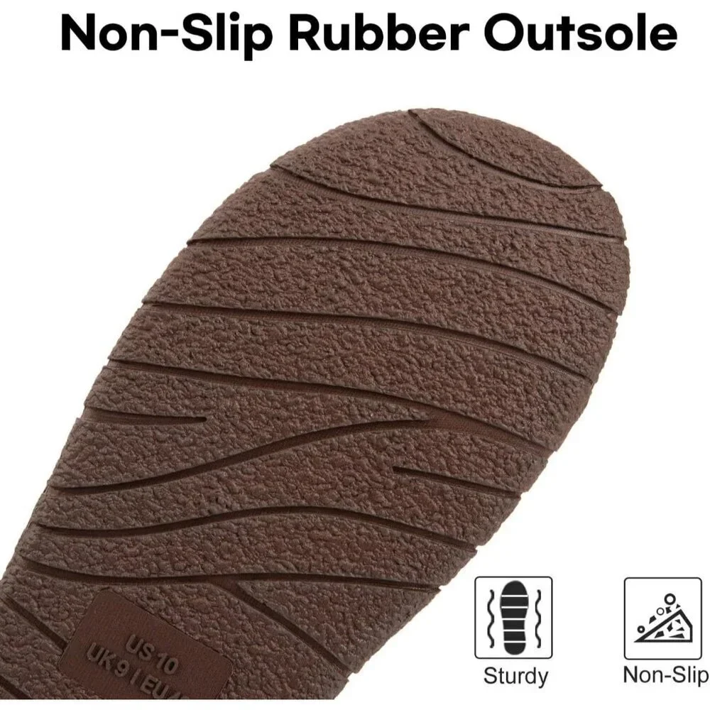 Men’s Two Tone Memory Foam Slippers - Slip On Indoor/Outdoor House Loafers